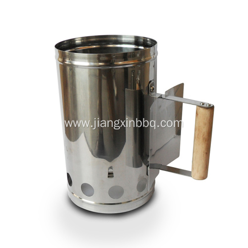 Stainless Steel Chimney Charcoal Starter With Wood Handle